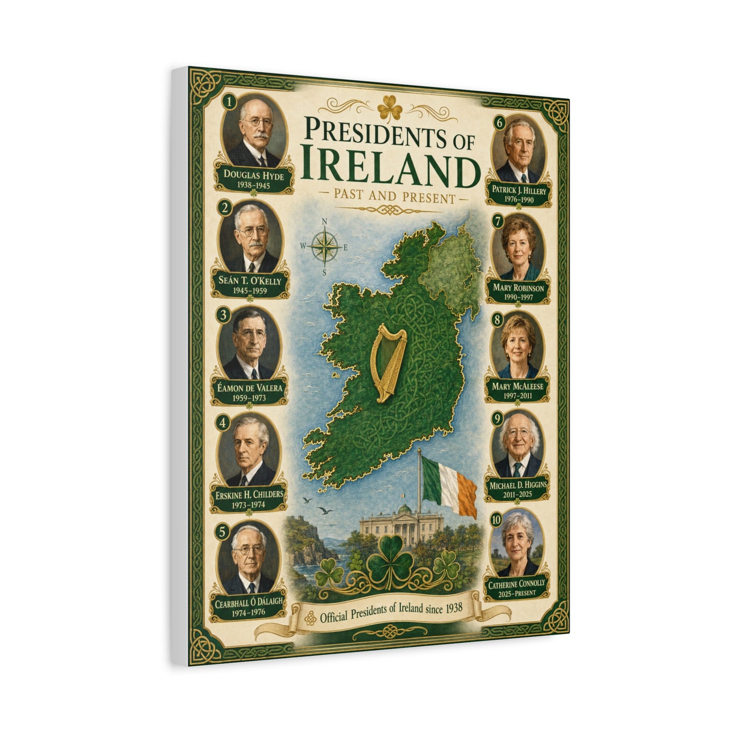 Ireland Presidential Portrait Wall Art — Matte Stretched Canvas