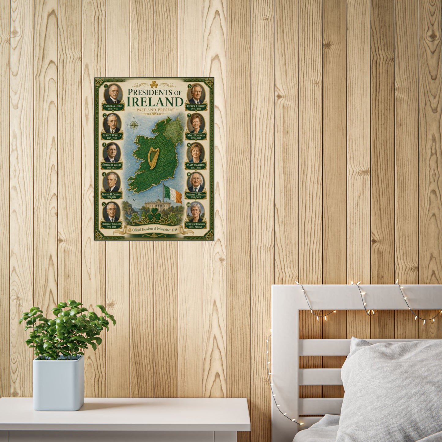 Ireland Map Poster — Past and Present Presidents Wall Art