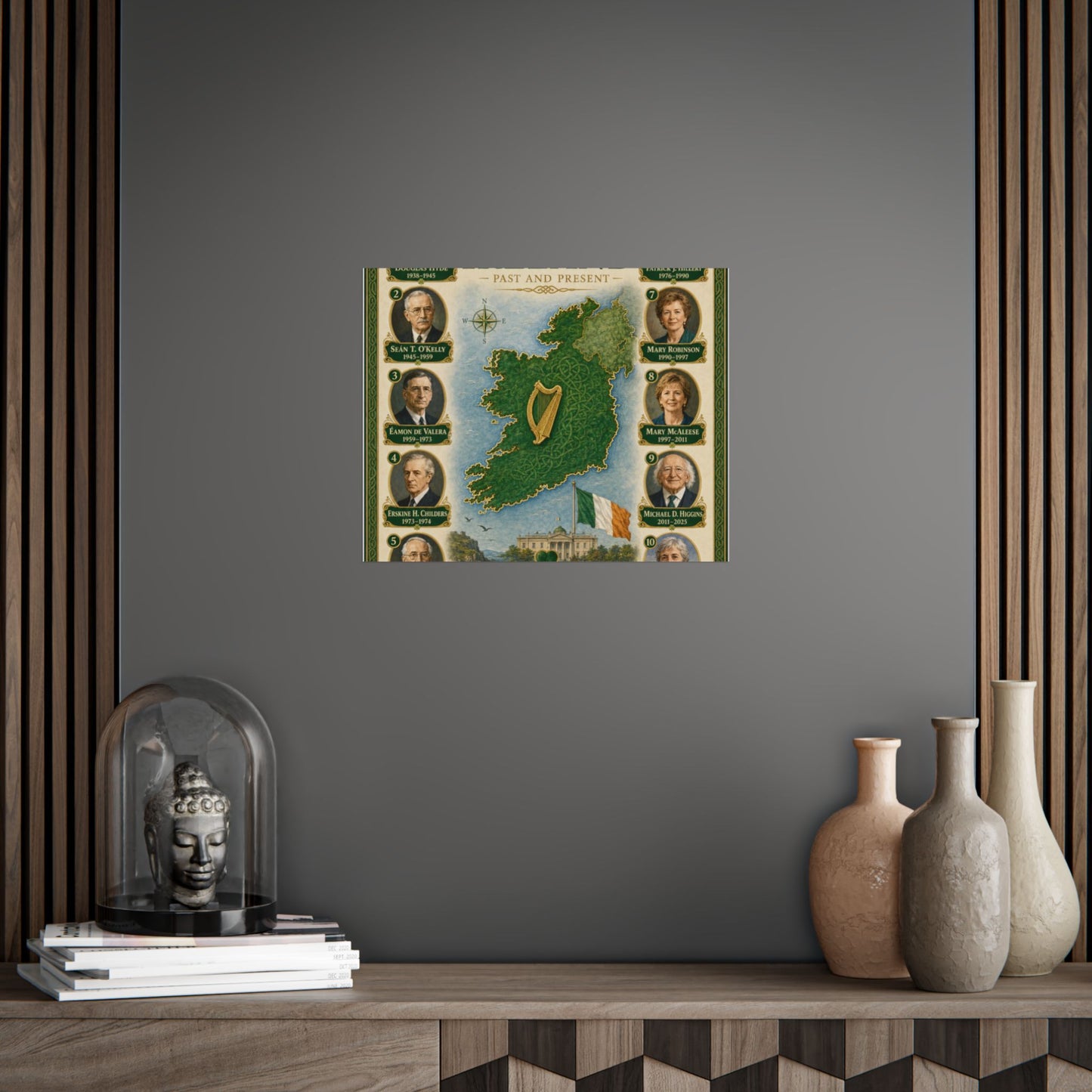 Ireland Map Poster — Past and Present Presidents Wall Art