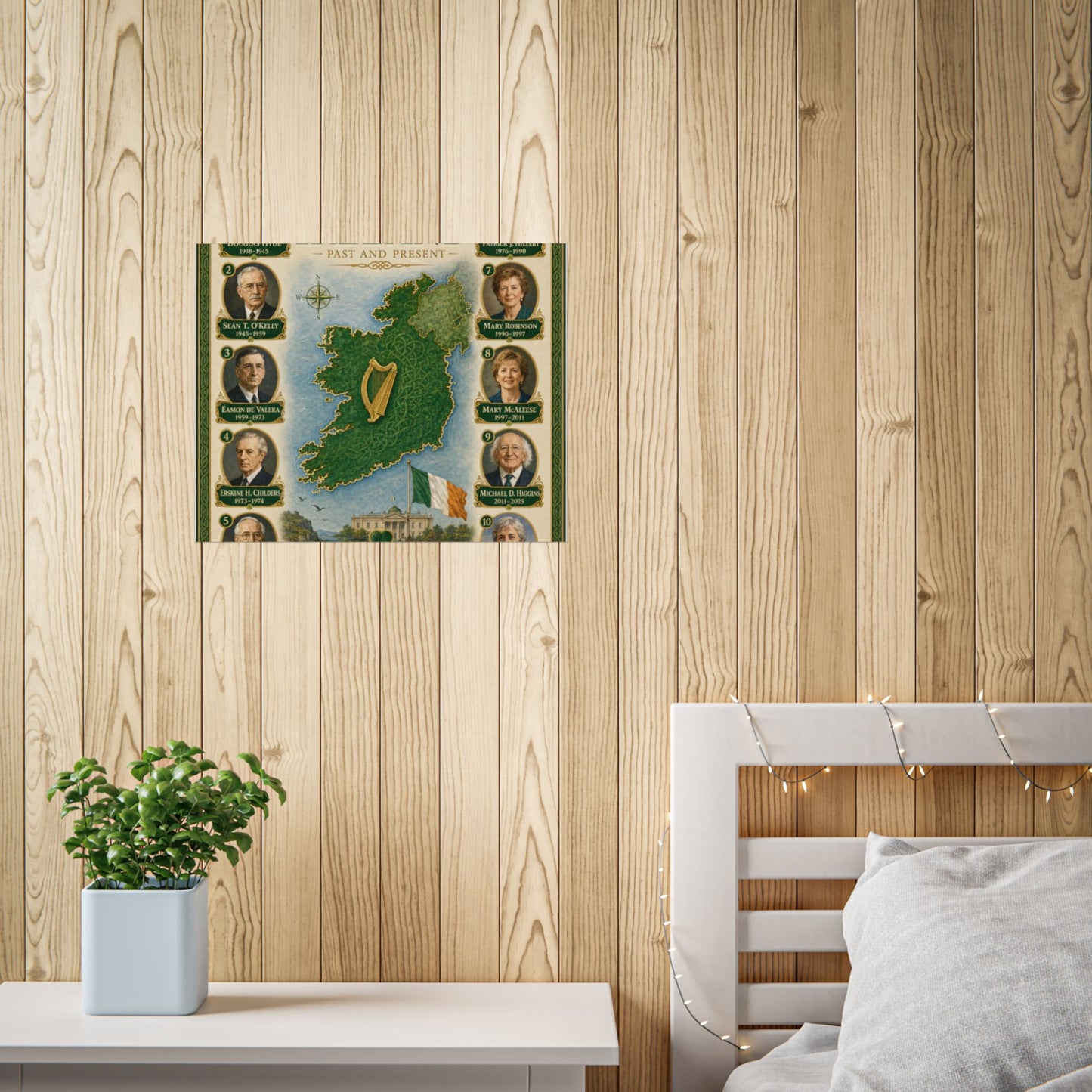 Ireland Map Poster — Past and Present Presidents Wall Art