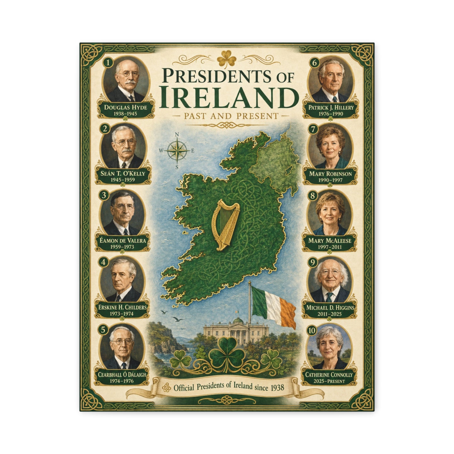 Ireland Presidential Portrait Wall Art — Matte Stretched Canvas