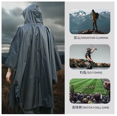 3 In 1 Outdoor Military Raincoat Hooded Sleeve Waterproof Rain Poncho